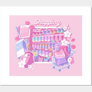 The cute groceries and the shopping related things Posters and Art